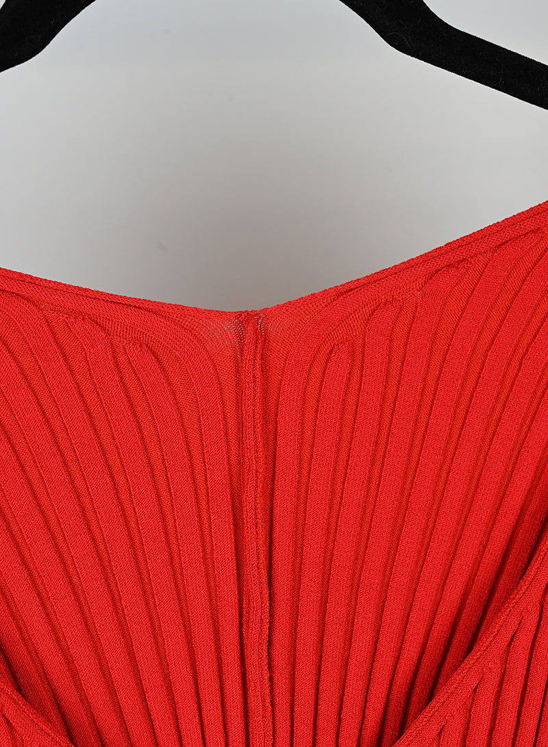 Jacquemus Cardigan rosso a coste - Tg. 38