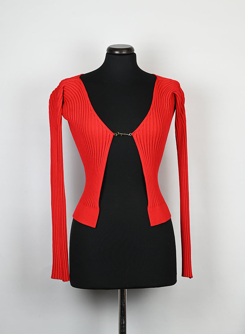 Jacquemus Cardigan rosso a coste - Tg. 38