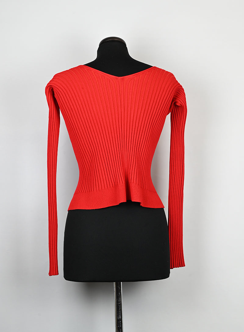 Jacquemus Cardigan rosso a coste - Tg. 38