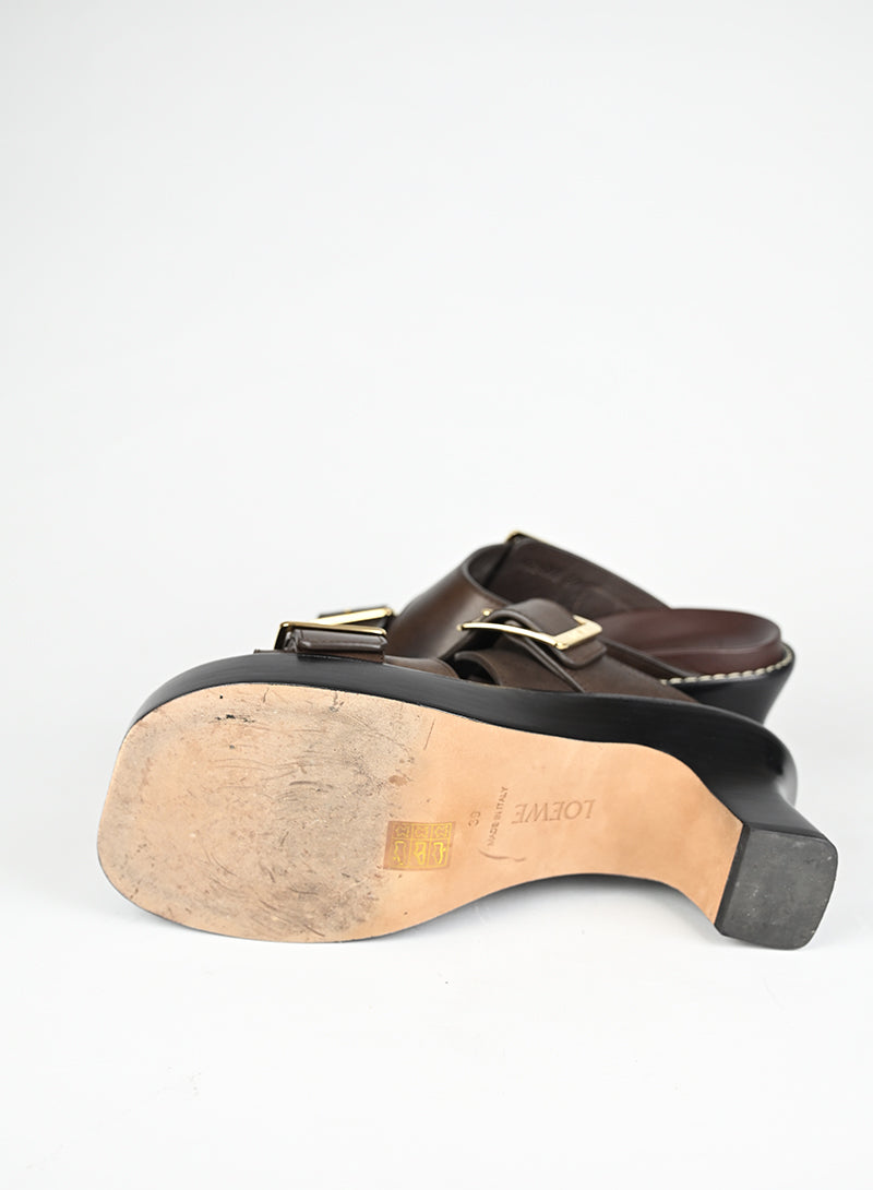 Loewe Mules Pelle Marrone - N. 39