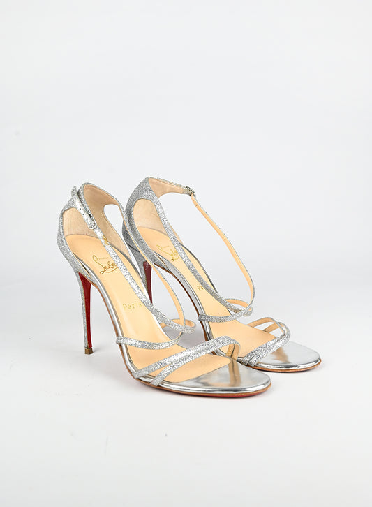 Louboutin Sandali con glitter argento - N. 39 ½