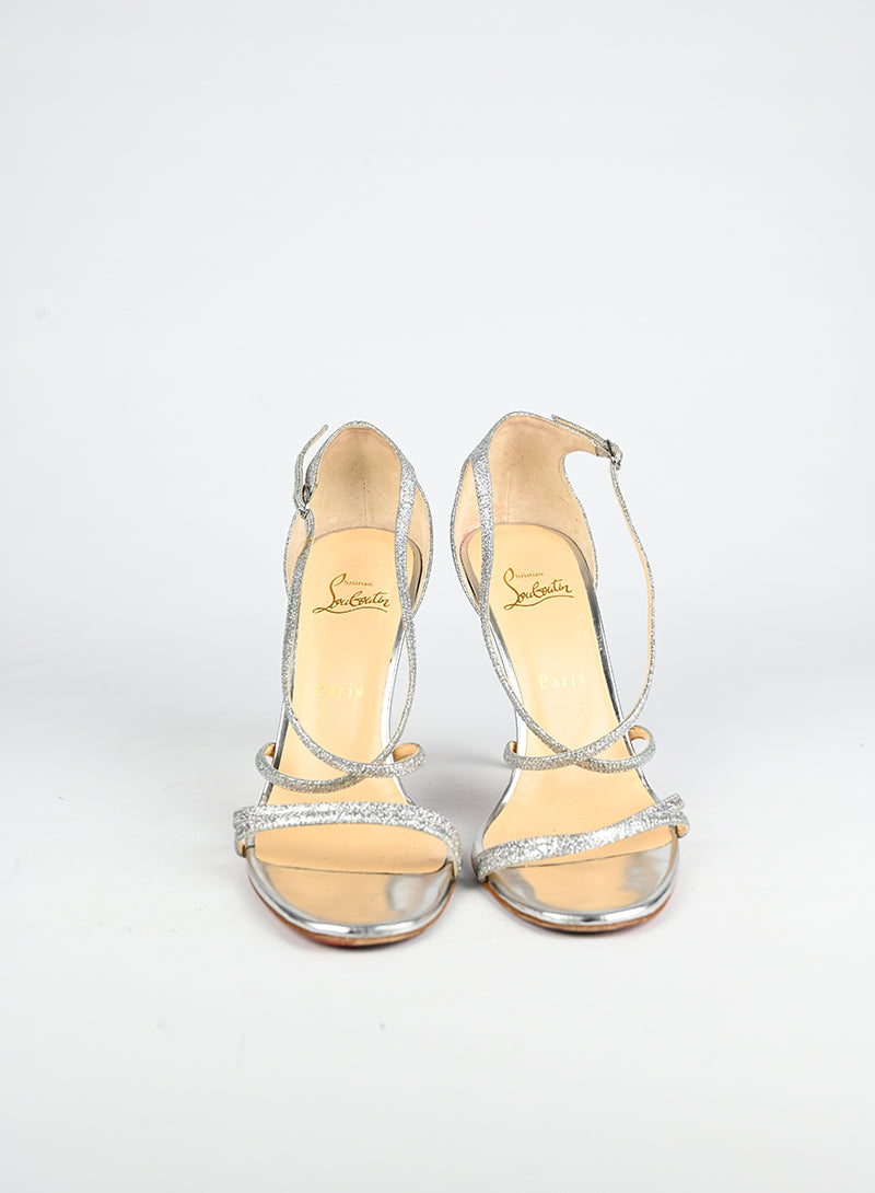 Louboutin Sandali con glitter argento - N. 39 ½