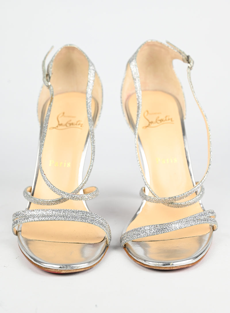 Louboutin Sandali con glitter argento - N. 39 ½