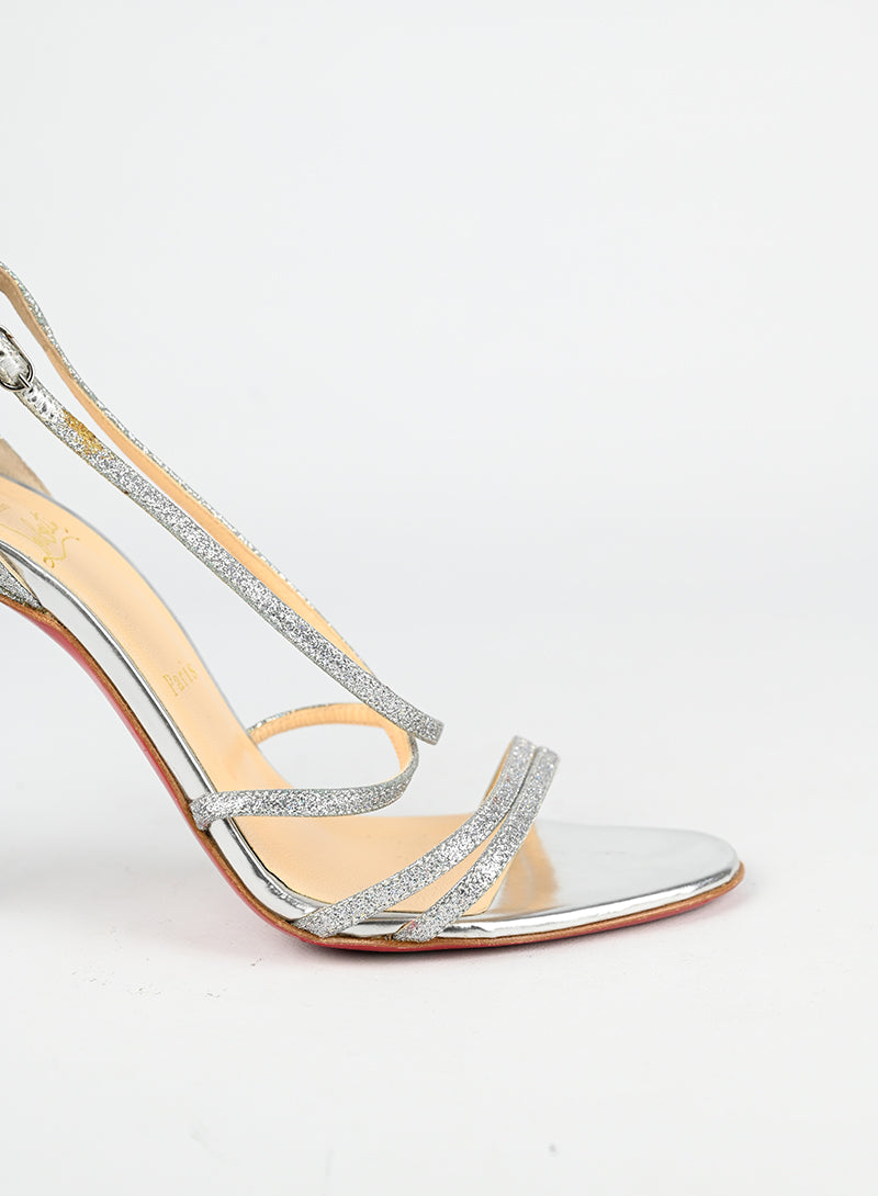Louboutin Sandali con glitter argento - N. 39 ½
