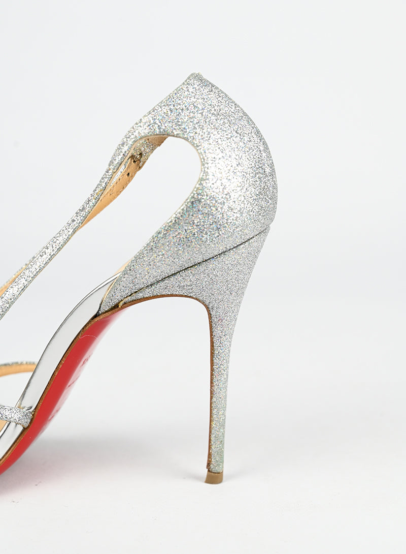 Louboutin Sandali con glitter argento - N. 39 ½