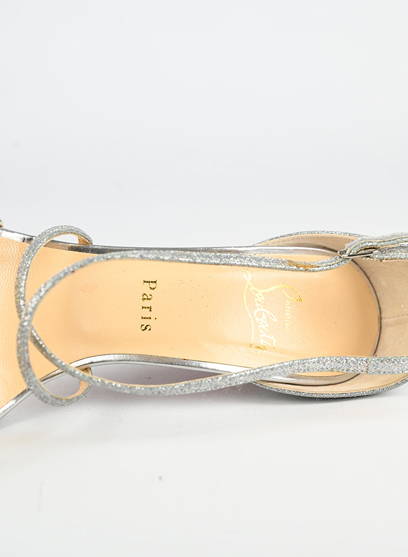 Louboutin Sandali con glitter argento - N. 39 ½