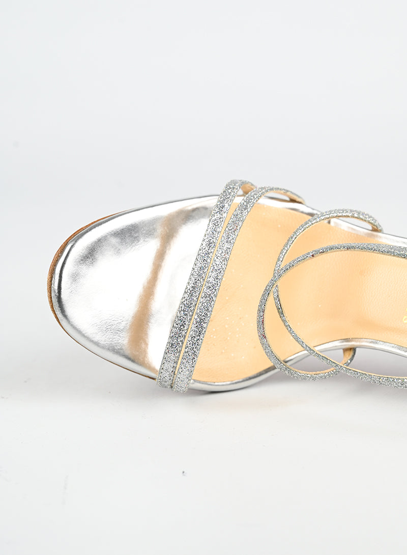Louboutin Sandali con glitter argento - N. 39 ½