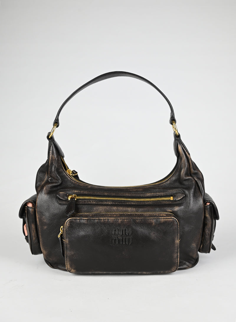 Miu Miu Borsa a Spalla Pocket Nappa Testa di Moro