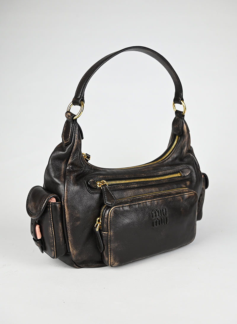 Miu Miu Borsa a Spalla Pocket Nappa Testa di Moro