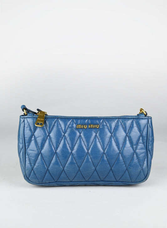 Miu Miu Borsina in pelle coffer ceruleo