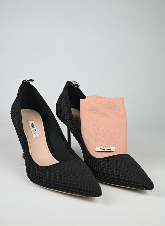 Miu Miu Décolleté Tessuto Nero - N. 38