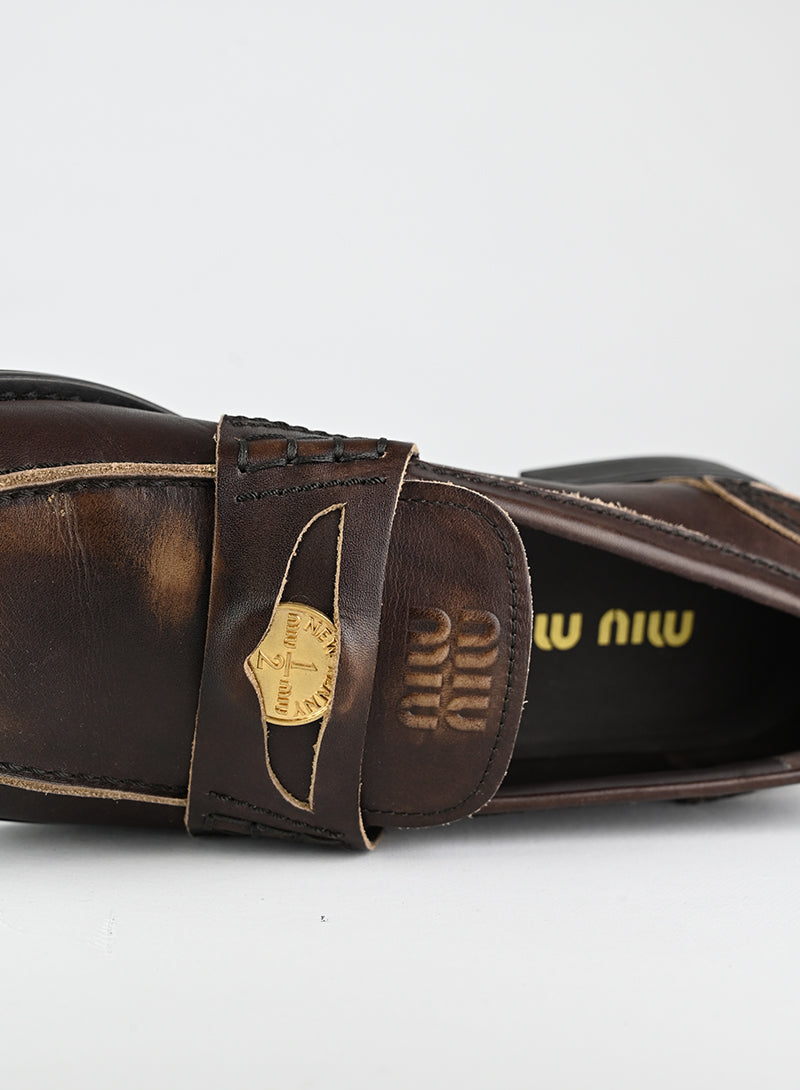 Miu Miu Mocassini in pelle cioccolato - N. 38 ½