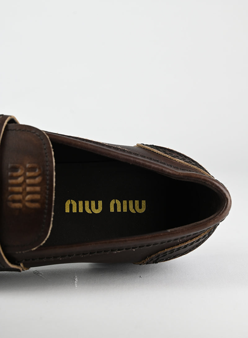 Miu Miu Mocassini in pelle cioccolato - N. 38 ½