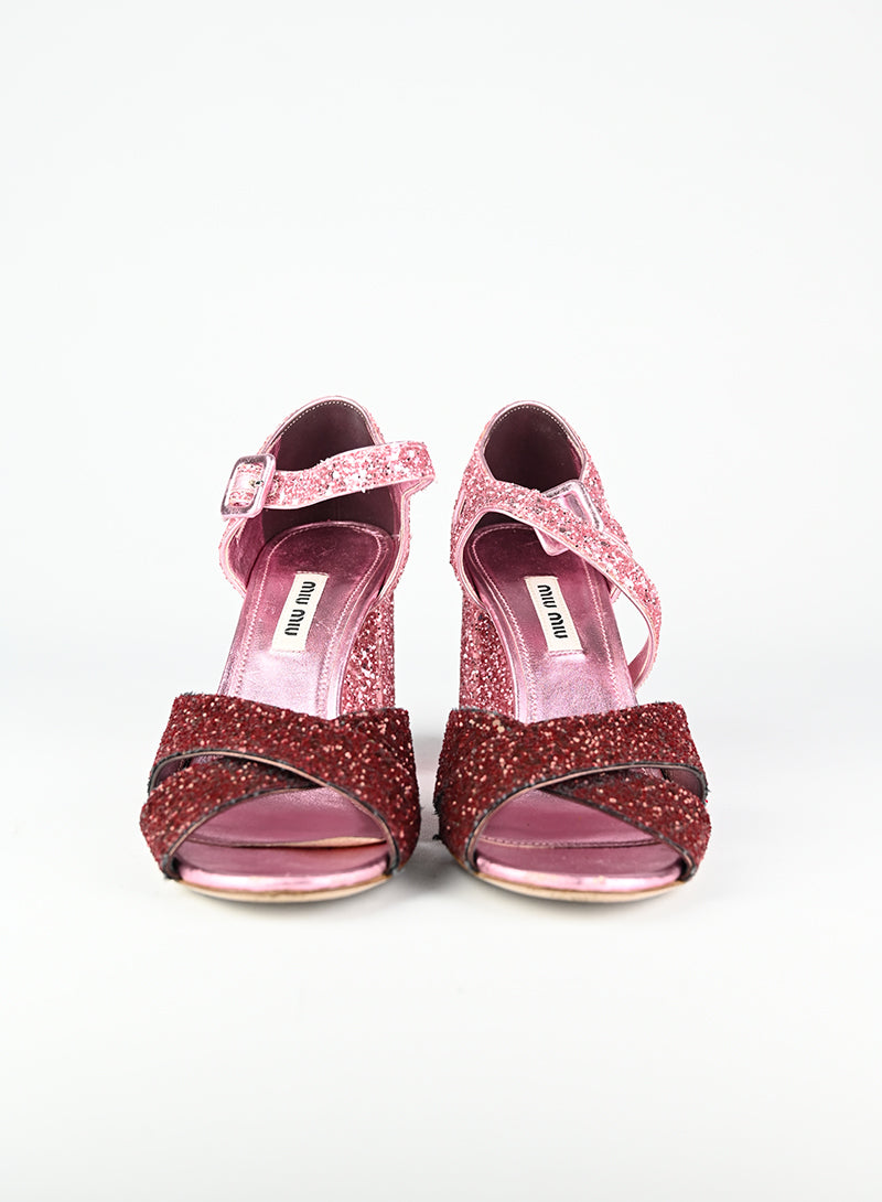 Miu Miu Sandali con glitter rosa - N. 37 ½