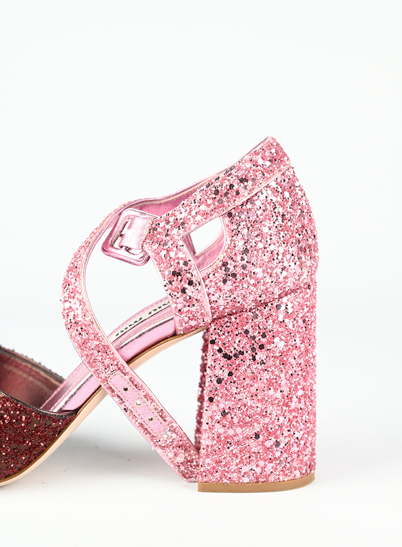 Miu Miu Sandali con glitter rosa - N. 37 ½