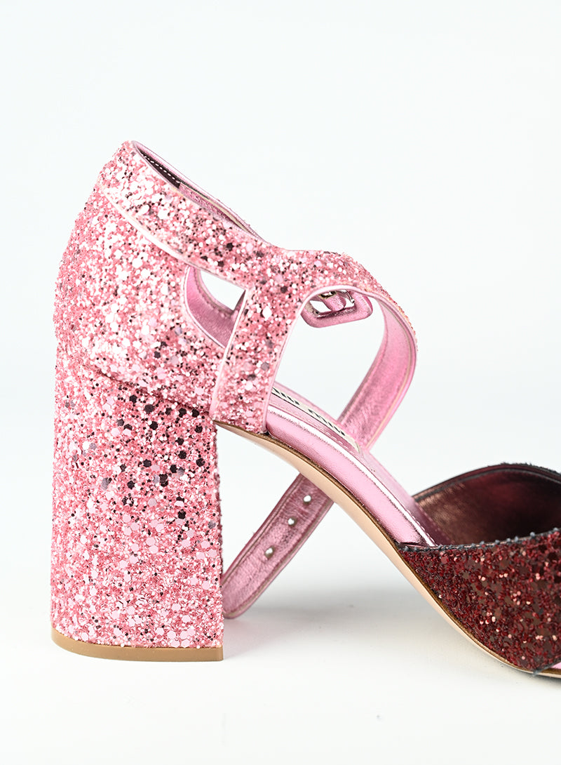 Miu Miu Sandali con glitter rosa - N. 37 ½