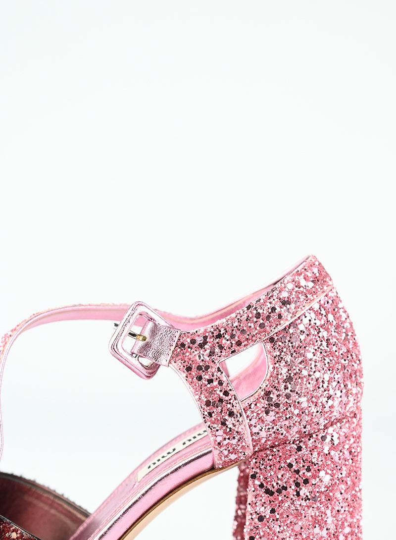 Miu Miu Sandali con glitter rosa - N. 37 ½