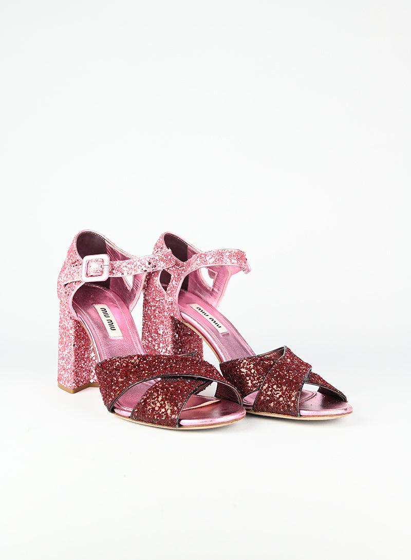 Miu Miu Sandali con glitter rosa - N. 37 ½