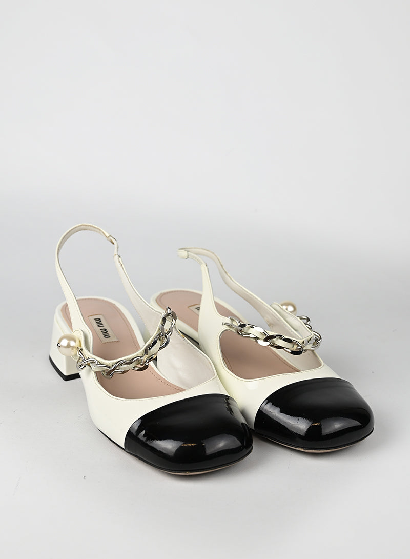Miu Miu Slingback Vernice Bianca - N. 38