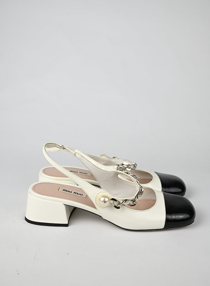 Miu Miu Slingback Vernice Bianca - N. 38