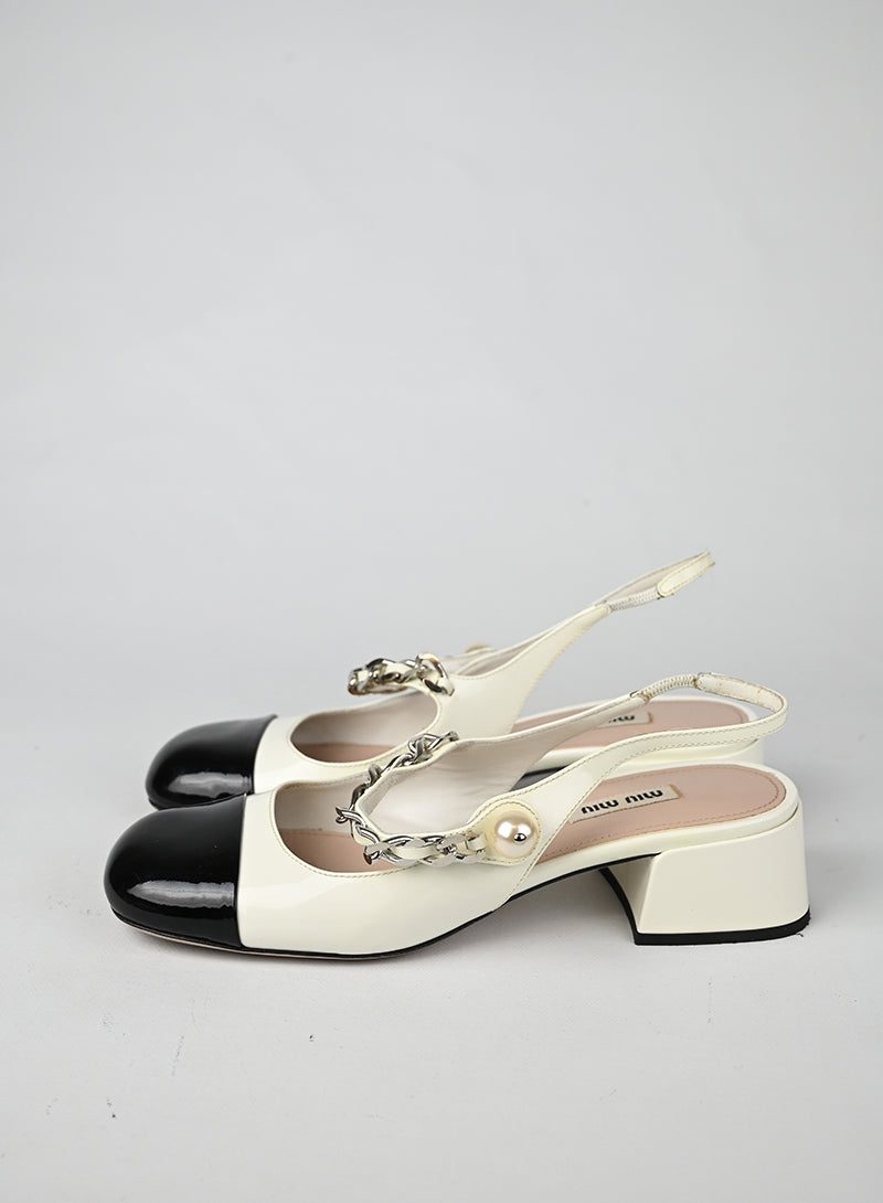 Miu Miu Slingback Vernice Bianca - N. 38