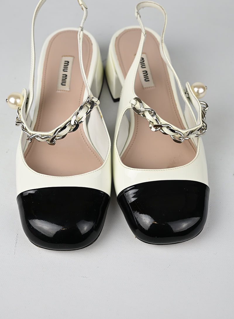 Miu Miu Slingback Vernice Bianca - N. 38
