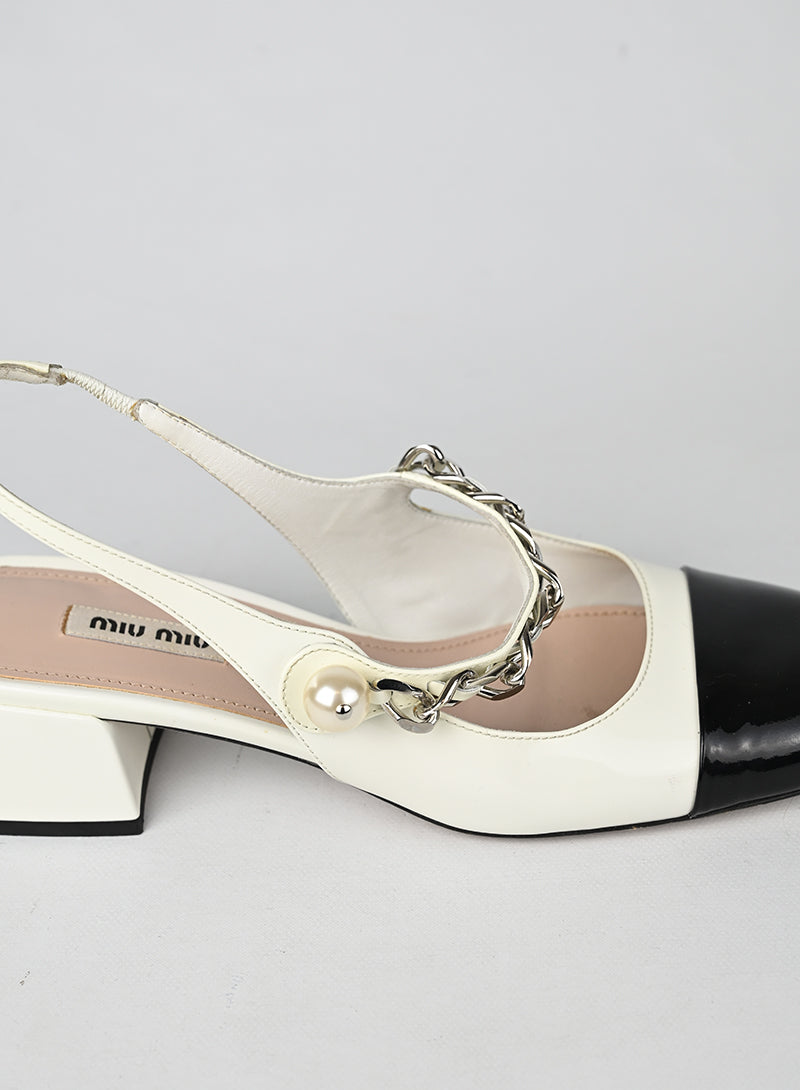 Miu Miu Slingback Vernice Bianca - N. 38