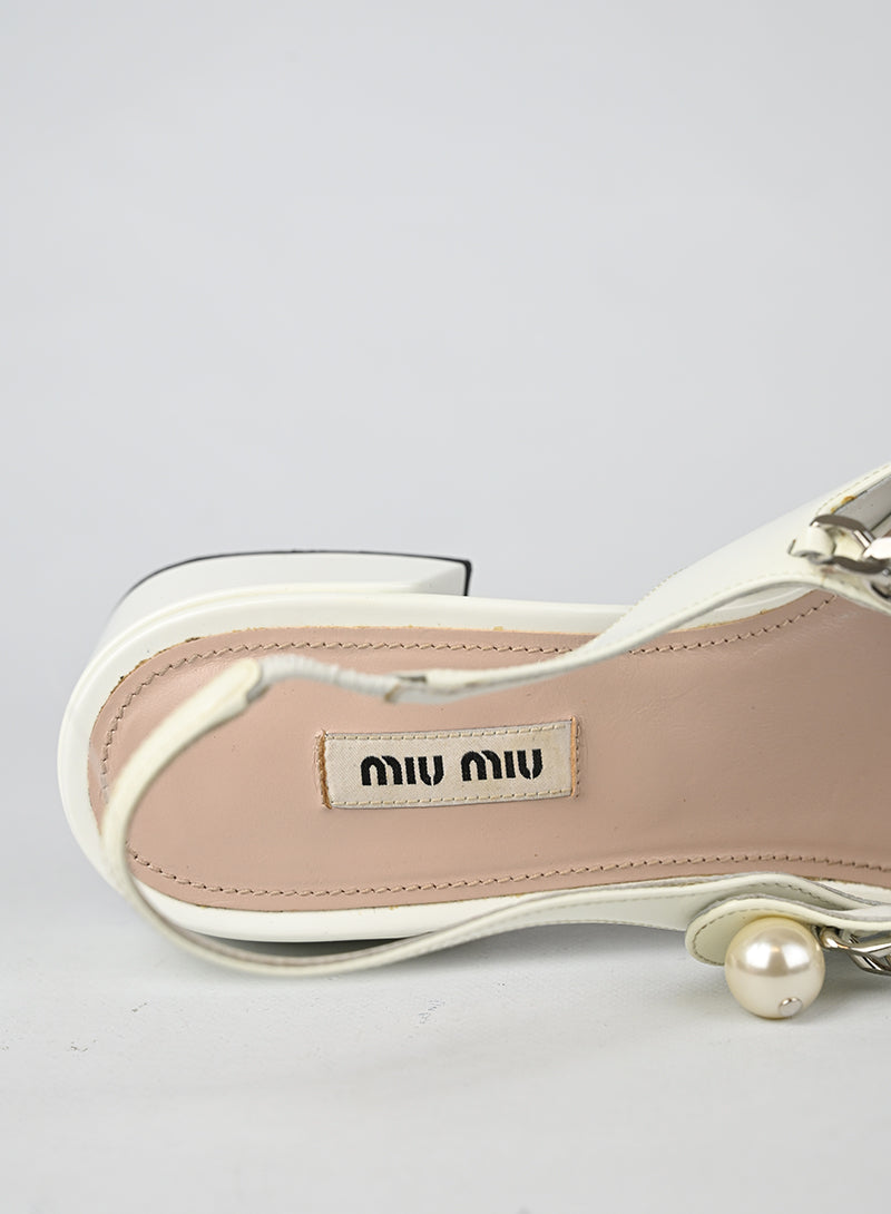 Miu Miu Slingback Vernice Bianca - N. 38