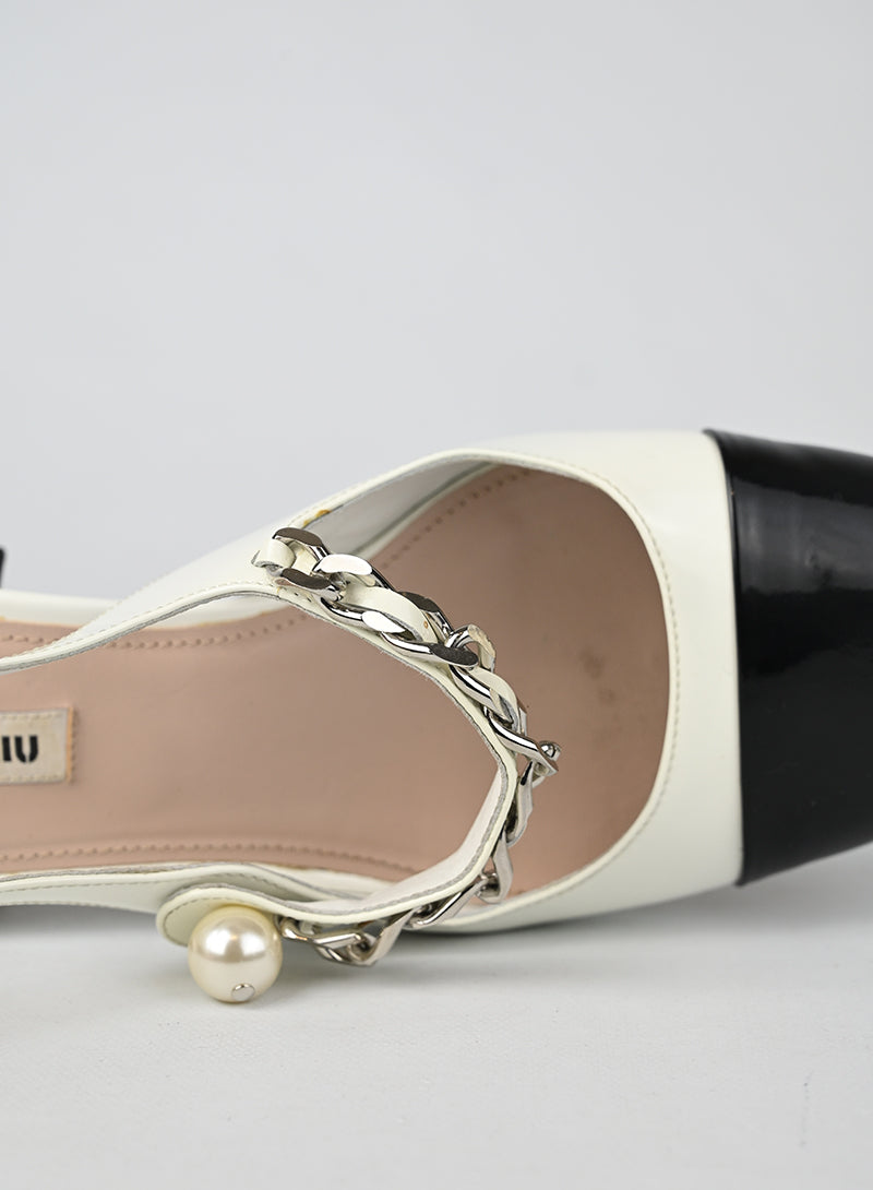 Miu Miu Slingback Vernice Bianca - N. 38