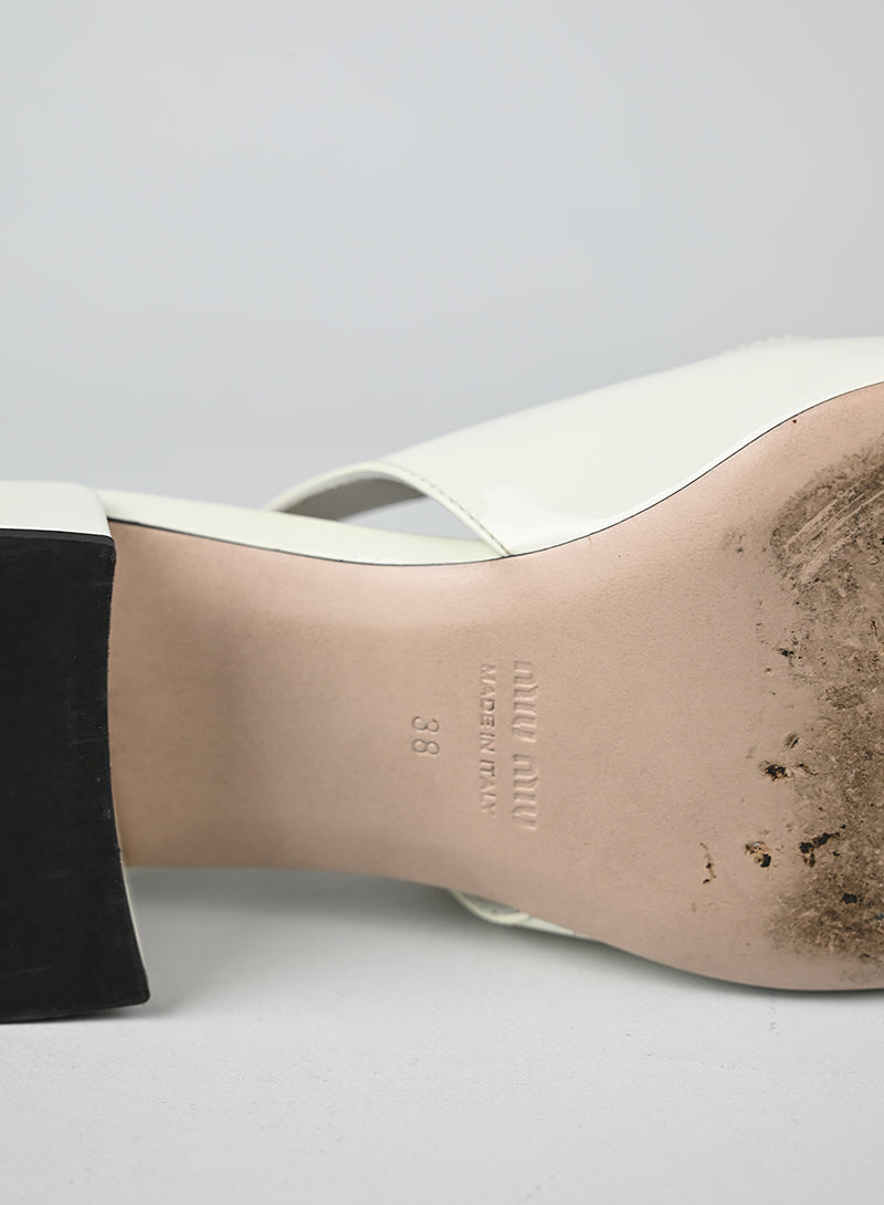 Miu Miu Slingback Vernice Bianca - N. 38