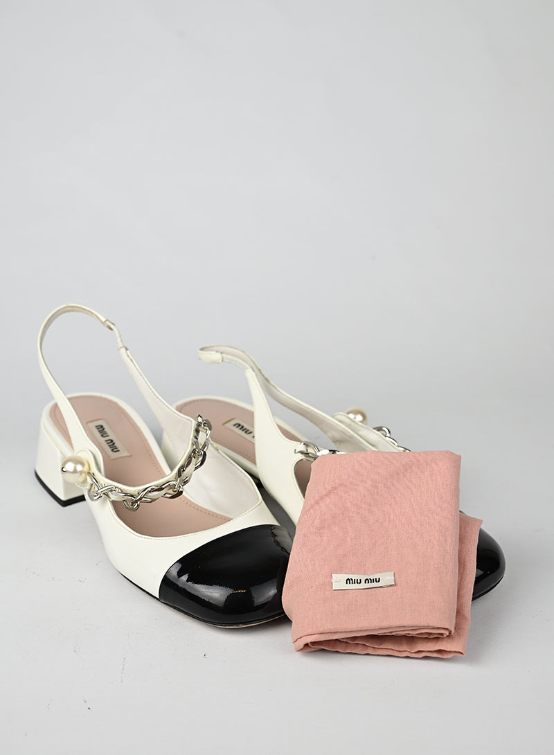 Miu Miu Slingback Vernice Bianca - N. 38