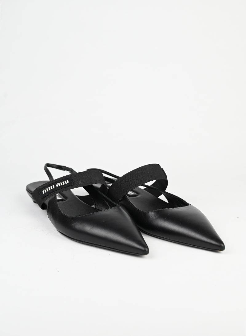 Miu Miu Slingback flat in pelle nera - N. 37 ½