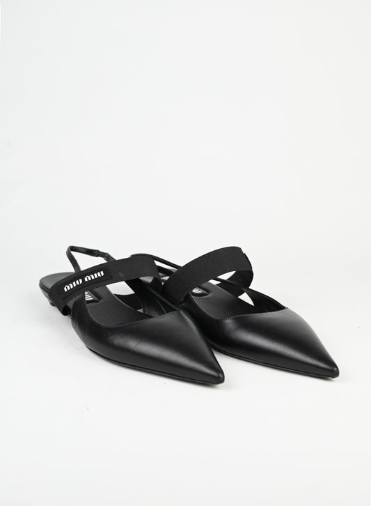Miu Miu Slingback flat in pelle nera - N. 37 ½
