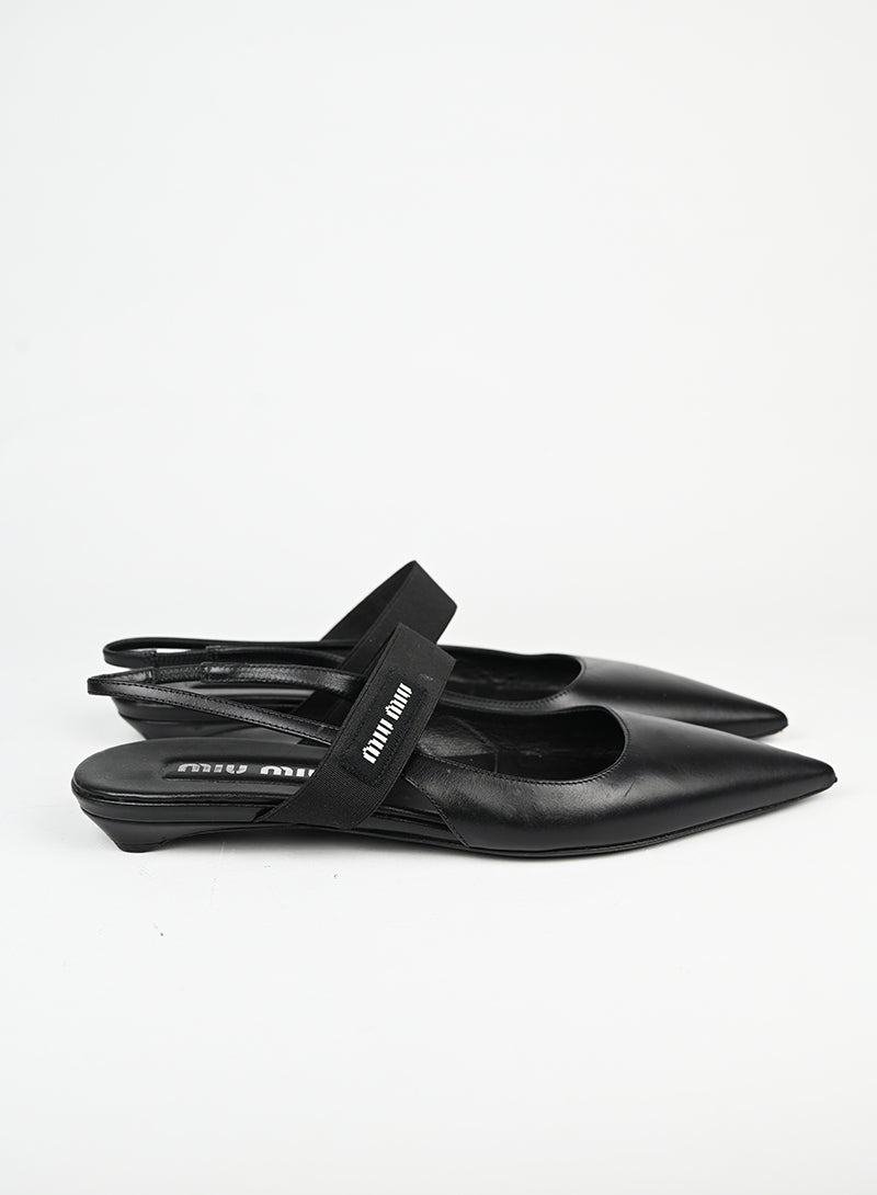 Miu Miu Slingback flat in pelle nera - N. 37 ½