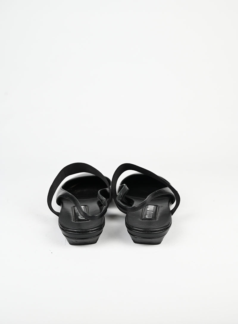 Miu Miu Slingback flat in pelle nera - N. 37 ½