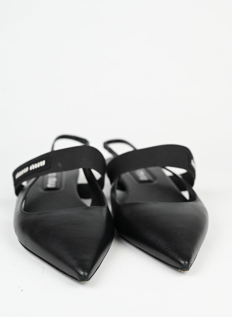 Miu Miu Slingback flat in pelle nera - N. 37 ½