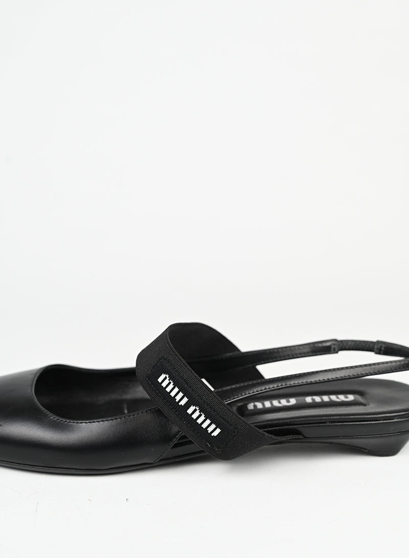 Miu Miu Slingback flat in pelle nera - N. 37 ½