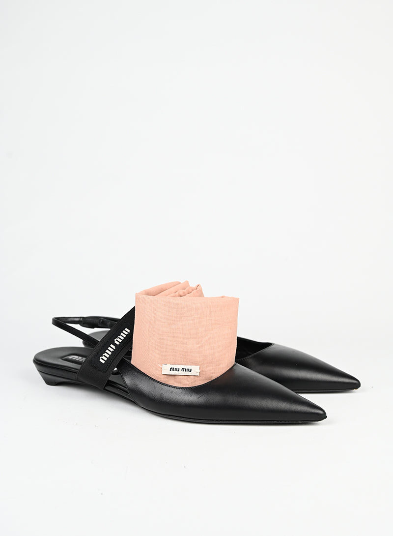 Miu Miu Slingback flat in pelle nera - N. 37 ½