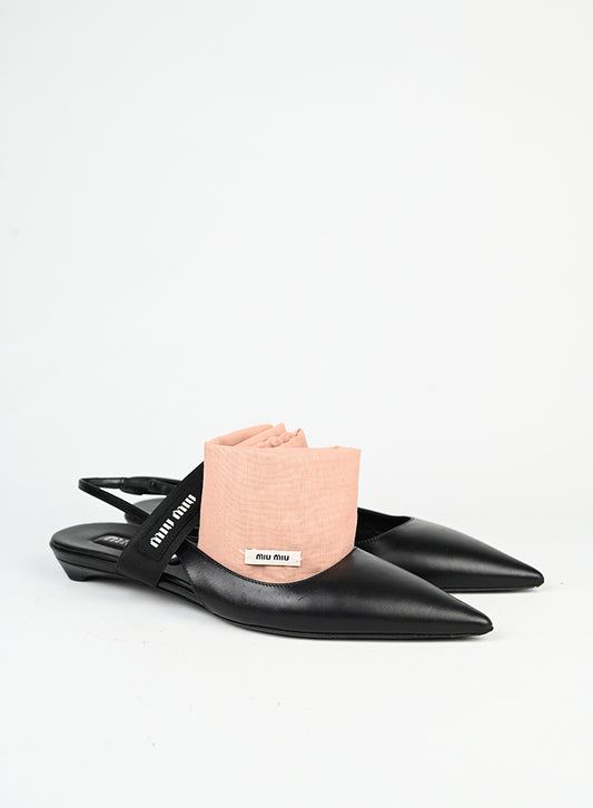 Miu Miu Slingback flat in pelle nera - N. 37 ½