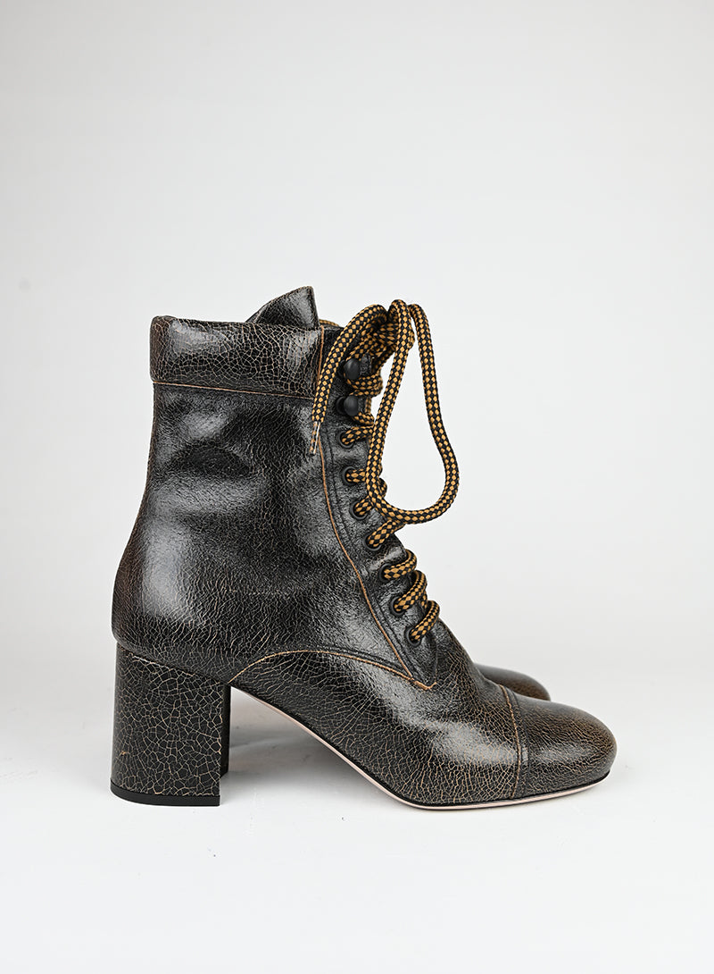 Miu Miu Stivaletti in pelle marrone - N. 38 -  lesleyluxuryvintage