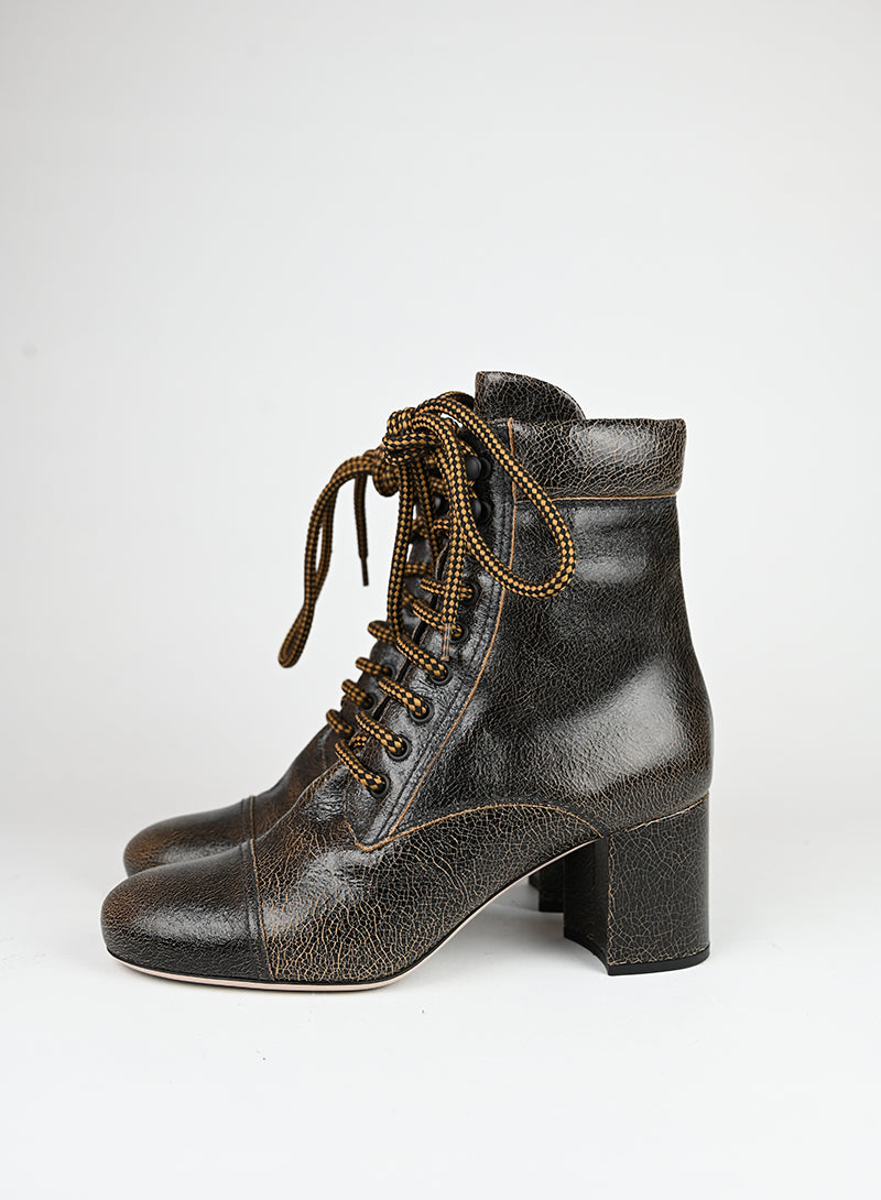 Miu Miu Stivaletti in pelle marrone - N. 38 -  lesleyluxuryvintage