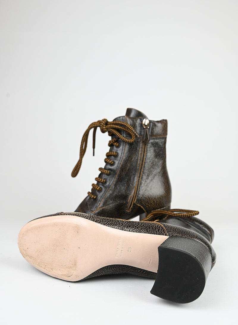 Miu Miu Stivaletti in pelle marrone - N. 38 -  lesleyluxuryvintage