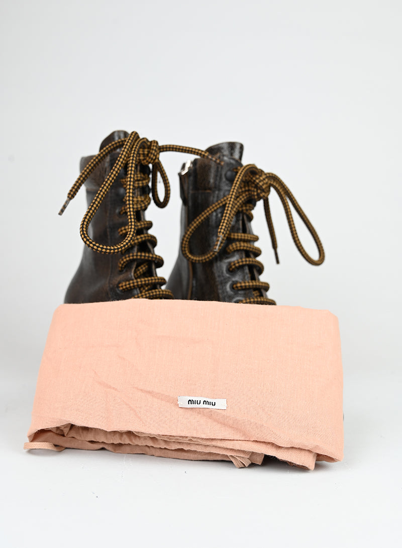 Miu Miu Stivaletti in pelle marrone - N. 38 -  lesleyluxuryvintage