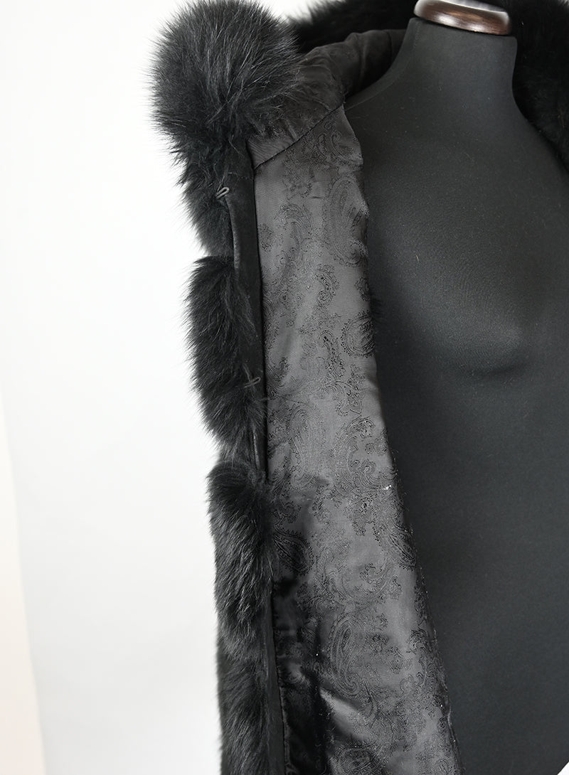 Pelliccia di volpe nera con cappuccio - Tg. 44