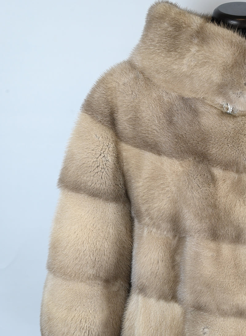 Pelliccia corta in visone beige - Tg. 42