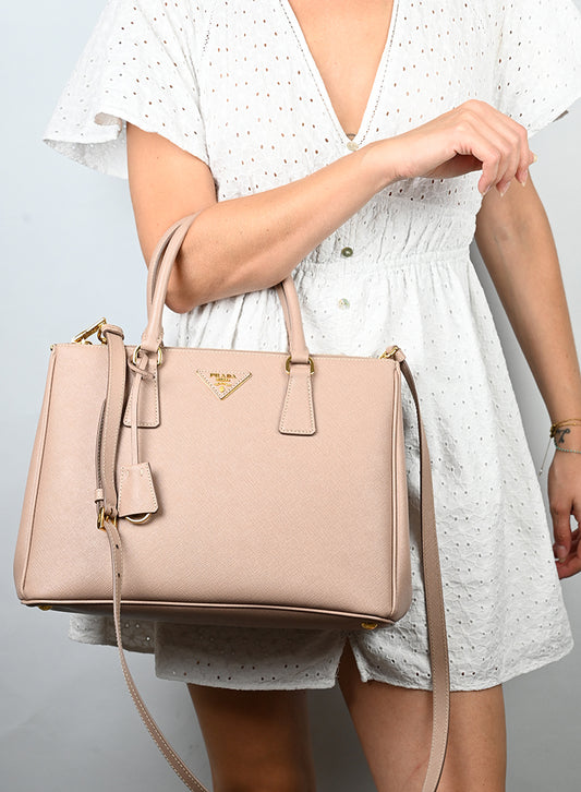 Prada Borsa Galleria Large in pelle rosa cipria