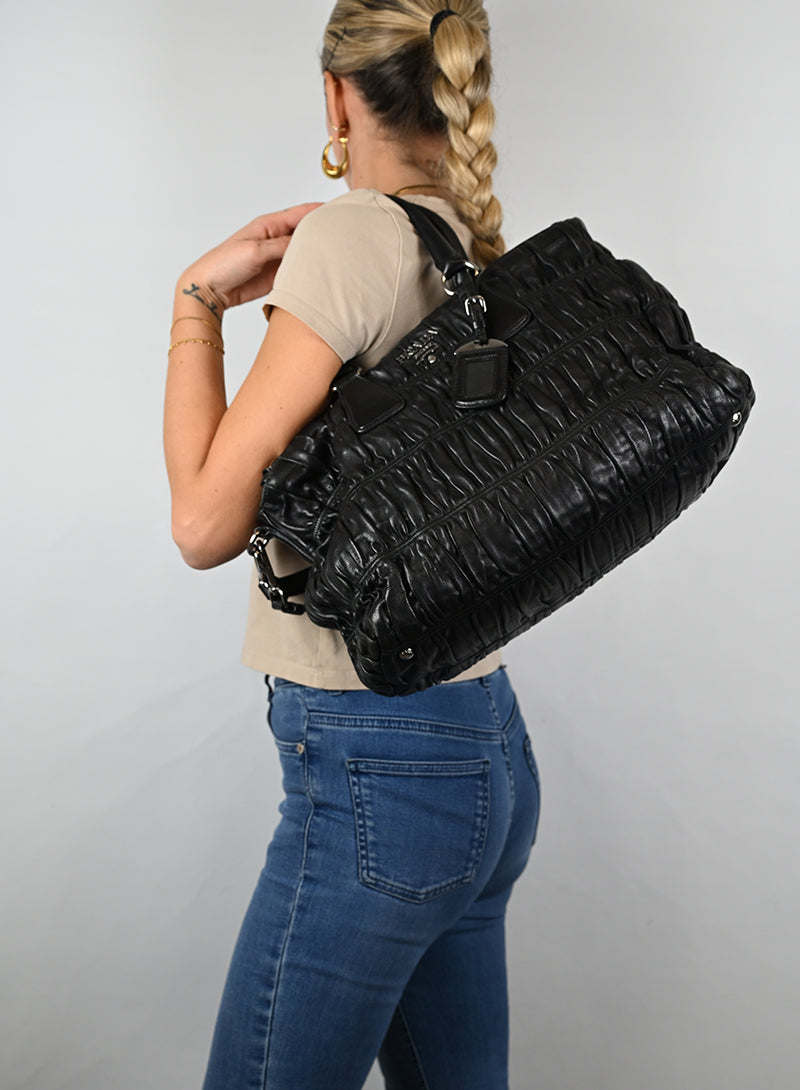 Prada Borsa Gaufre Pelle Nera