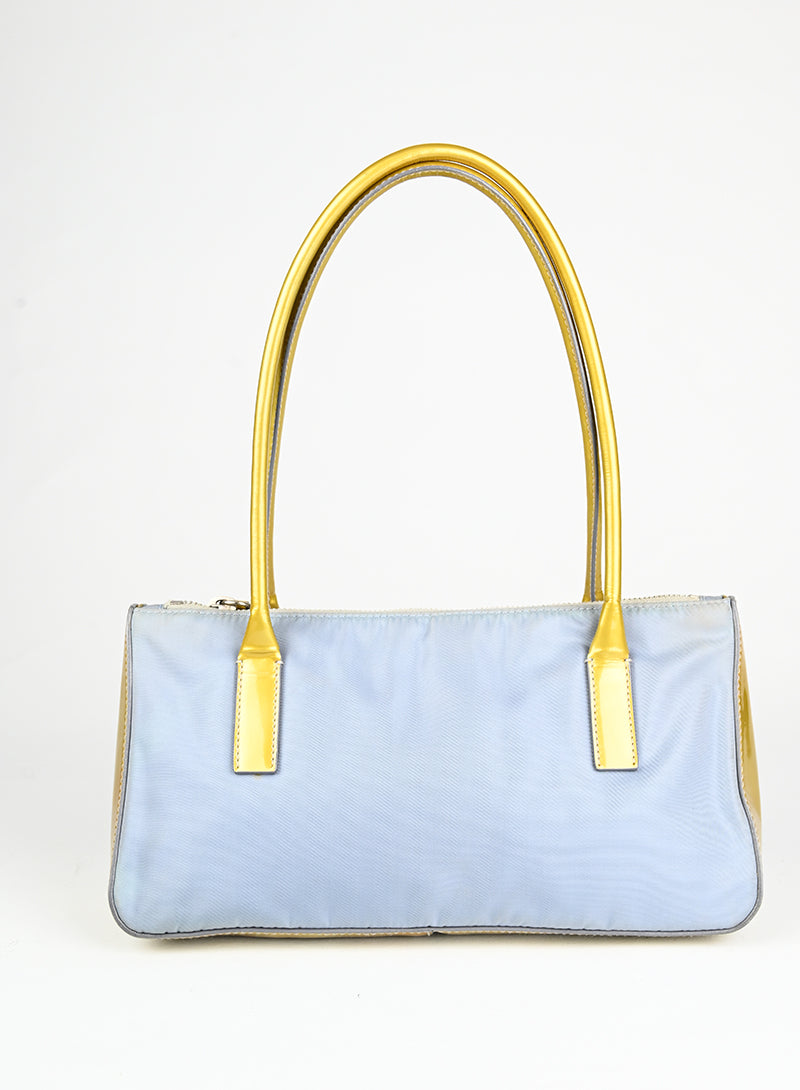 Prada Borsa in Re-nylon azzurra e oro