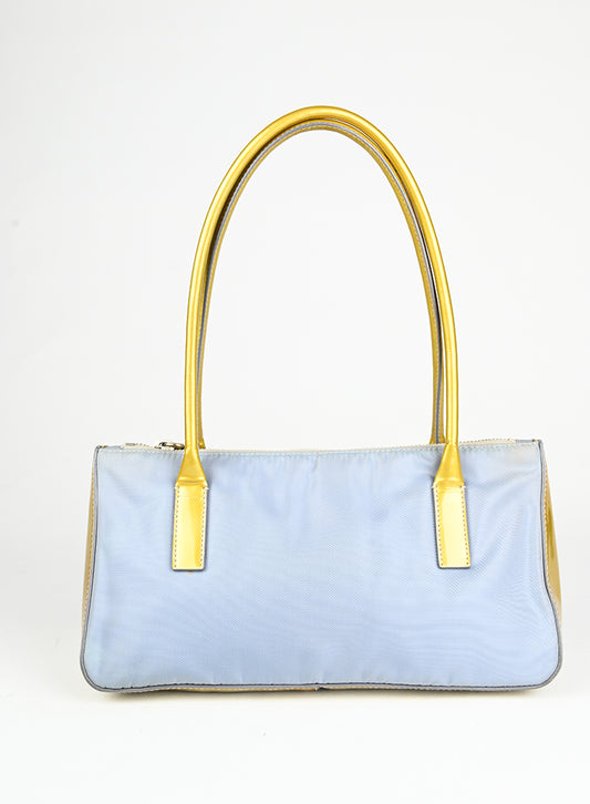 Prada Borsa in Re-nylon azzurra e oro