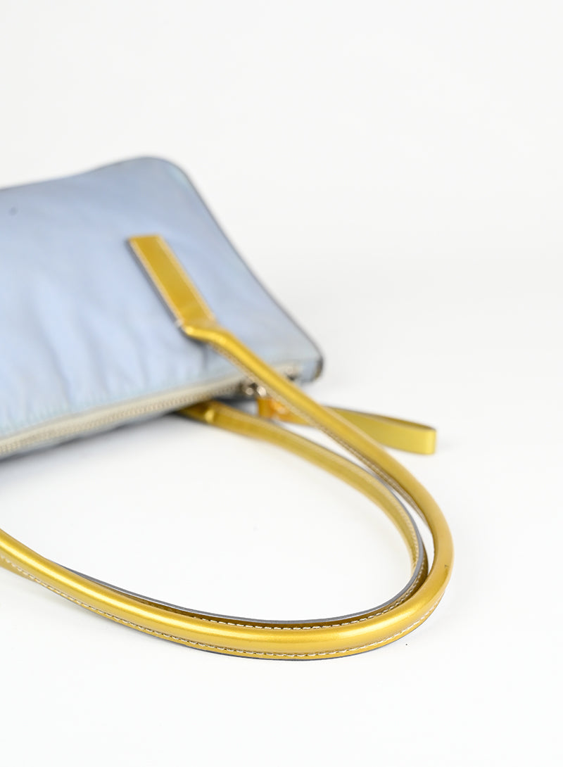 Prada Borsa in Re-nylon azzurra e oro